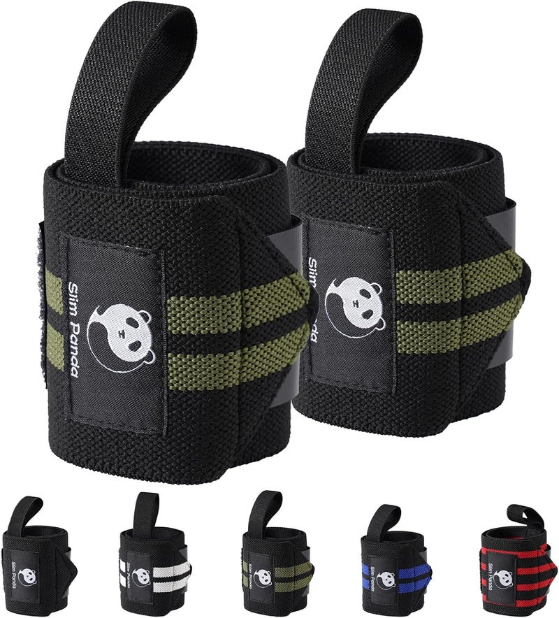 Slim Panda 1Pair Wrist Wraps Supports for Powerlifting, Bodybuilding & Weight Lifting, Breathable Adjustable Straps with Reinforced Thumb Loops, Workout Wrist Guards for Deadlifts, Bench Press & Squats, One Size Fits All Men & Women - Image 1